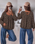 Blouse fluide imprimée Biche Bambi  à bas élastiqué  et dos noué Doublure Viscose taille (36/42) taille unique 95% POLYESTER 5% ELASTHANE