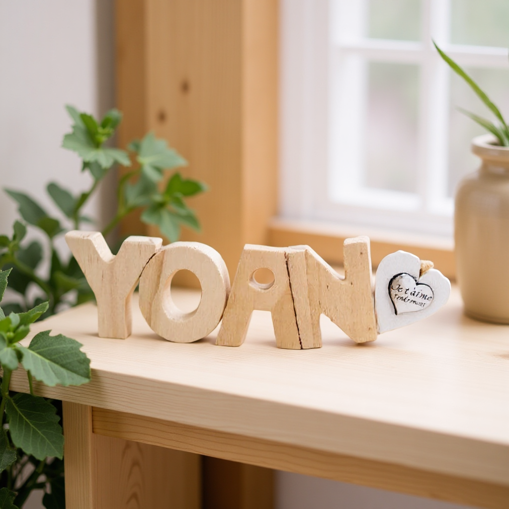 Prénom/phrase/mot en bois artisanal sur commande lettre de 5cm avec ou lampe Led les prix varient suivant le nombre de lettres de prénoms de mots  et de decos les prix peuvent varier de 10 à 30 € devis sur demande pour les mariage /bapteme /anniversaire..