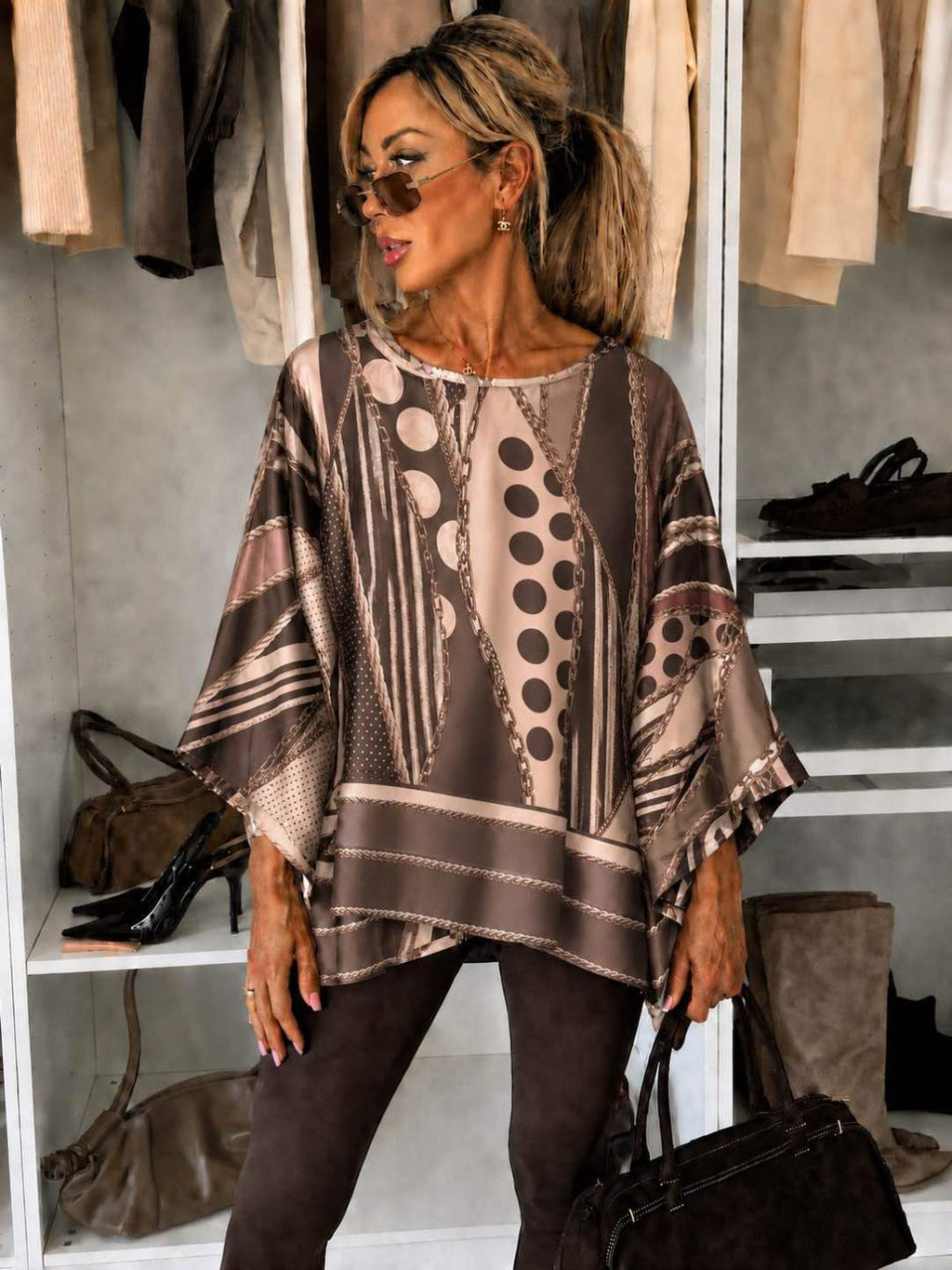Blouse satinée imprimé  oversize