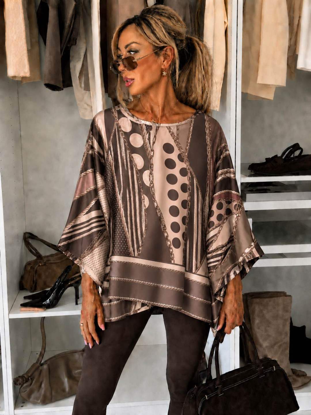 Blouse satinée imprimé  oversize
