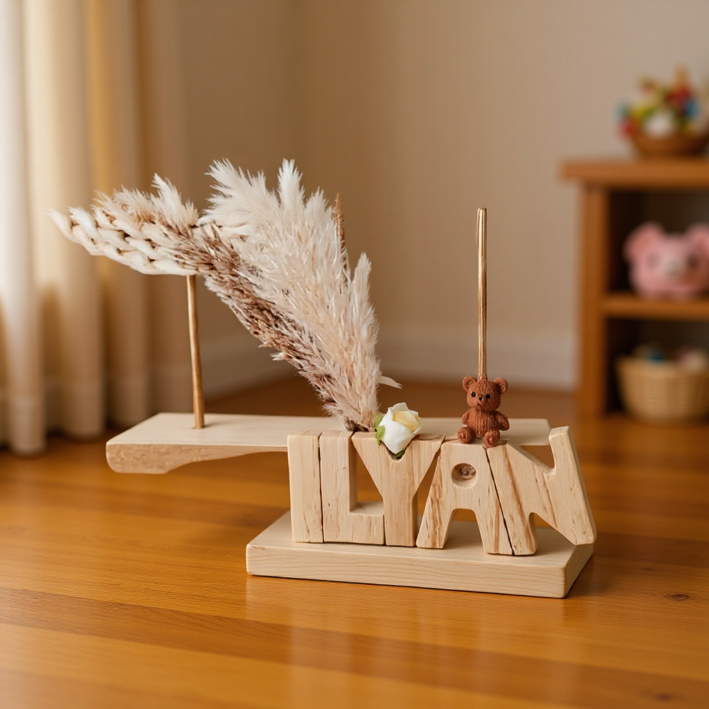 Prénom/phrase/mot en bois artisanal sur commande lettre de 5cm avec ou lampe Led les prix varient suivant le nombre de lettres de prénoms de mots  et de decos les prix peuvent varier de 10 à 30 € devis sur demande pour les mariage /bapteme /anniversaire..