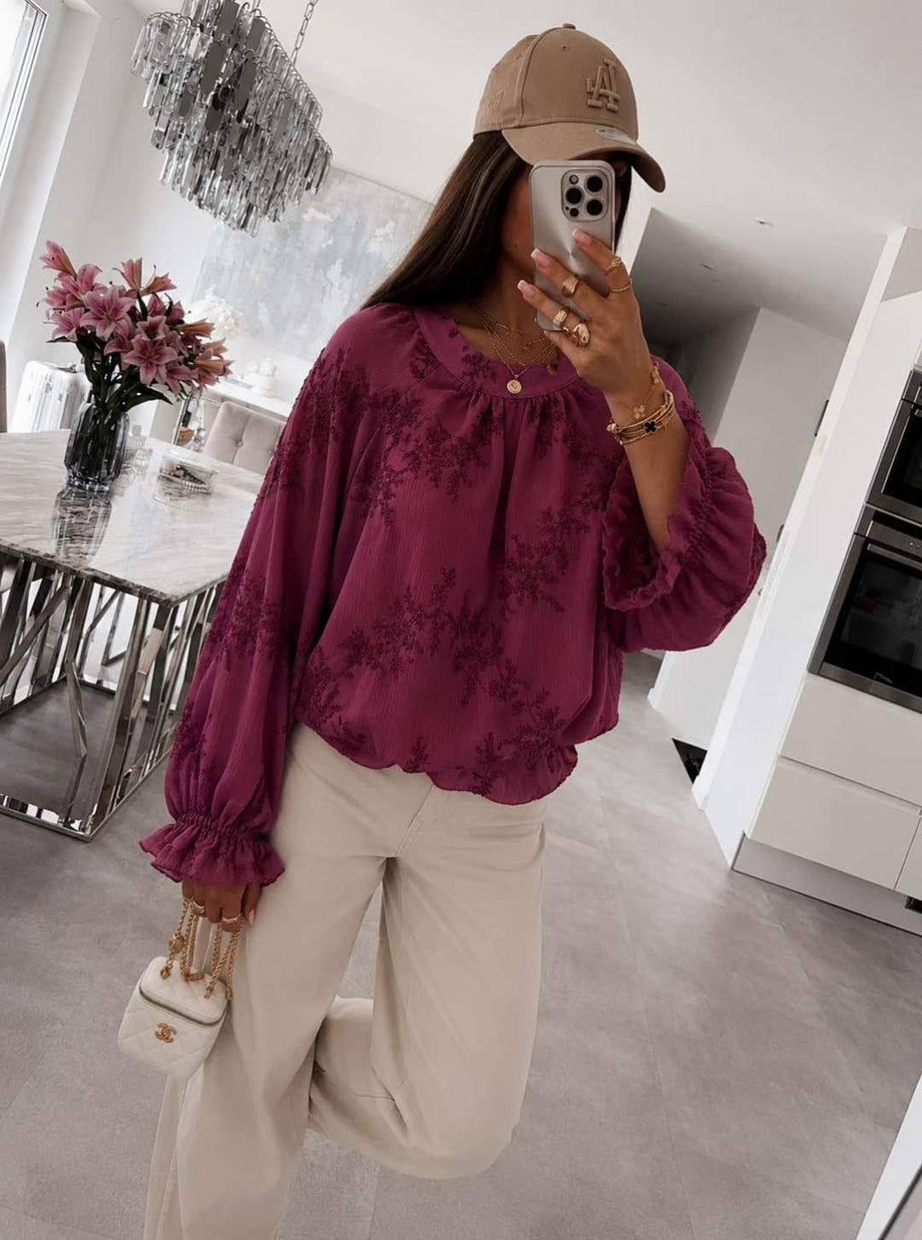 Blouse Fluide Brodée Fleurie
