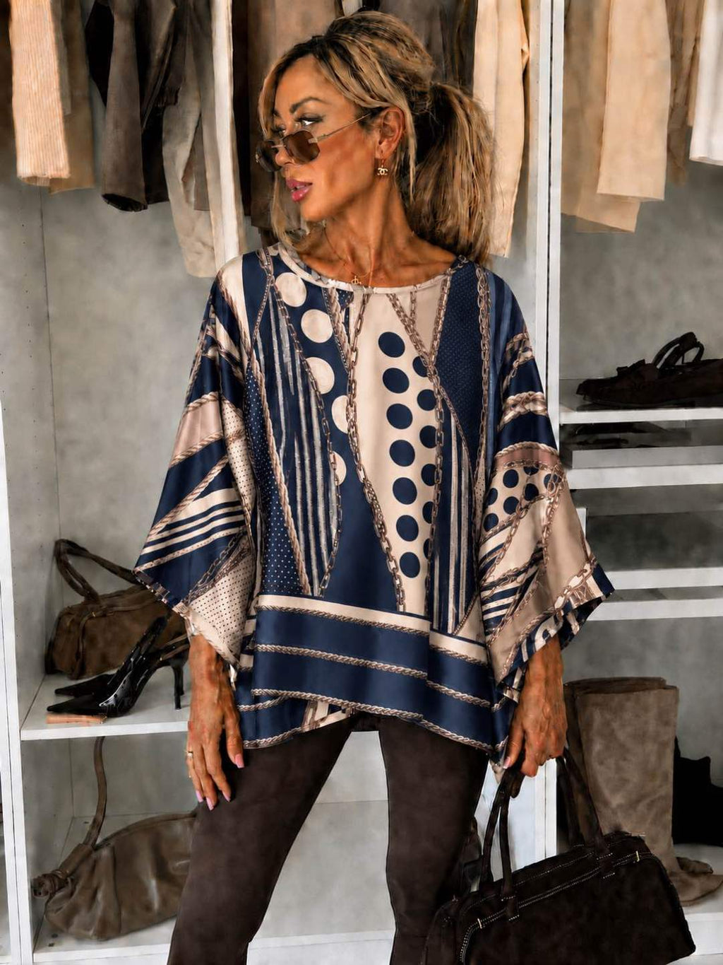 Blouse satinée imprimé  oversize