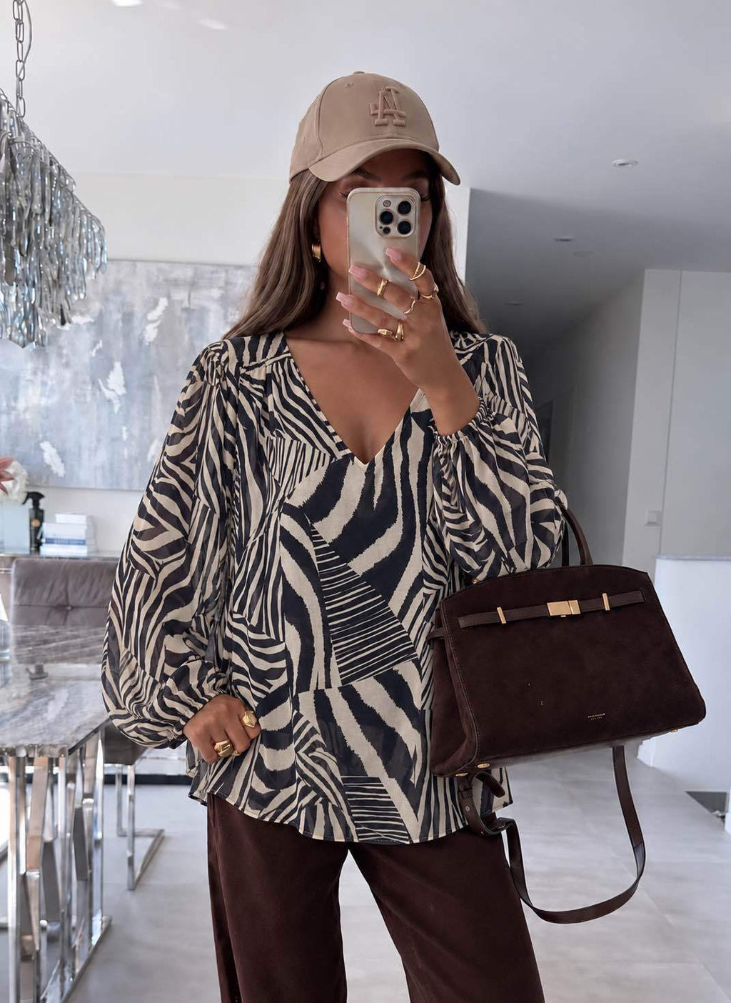 Blouse Col V Imprimé Avec Doublure Viscose  taille 36/42 95% POLYESTER 5% ELASTHANE