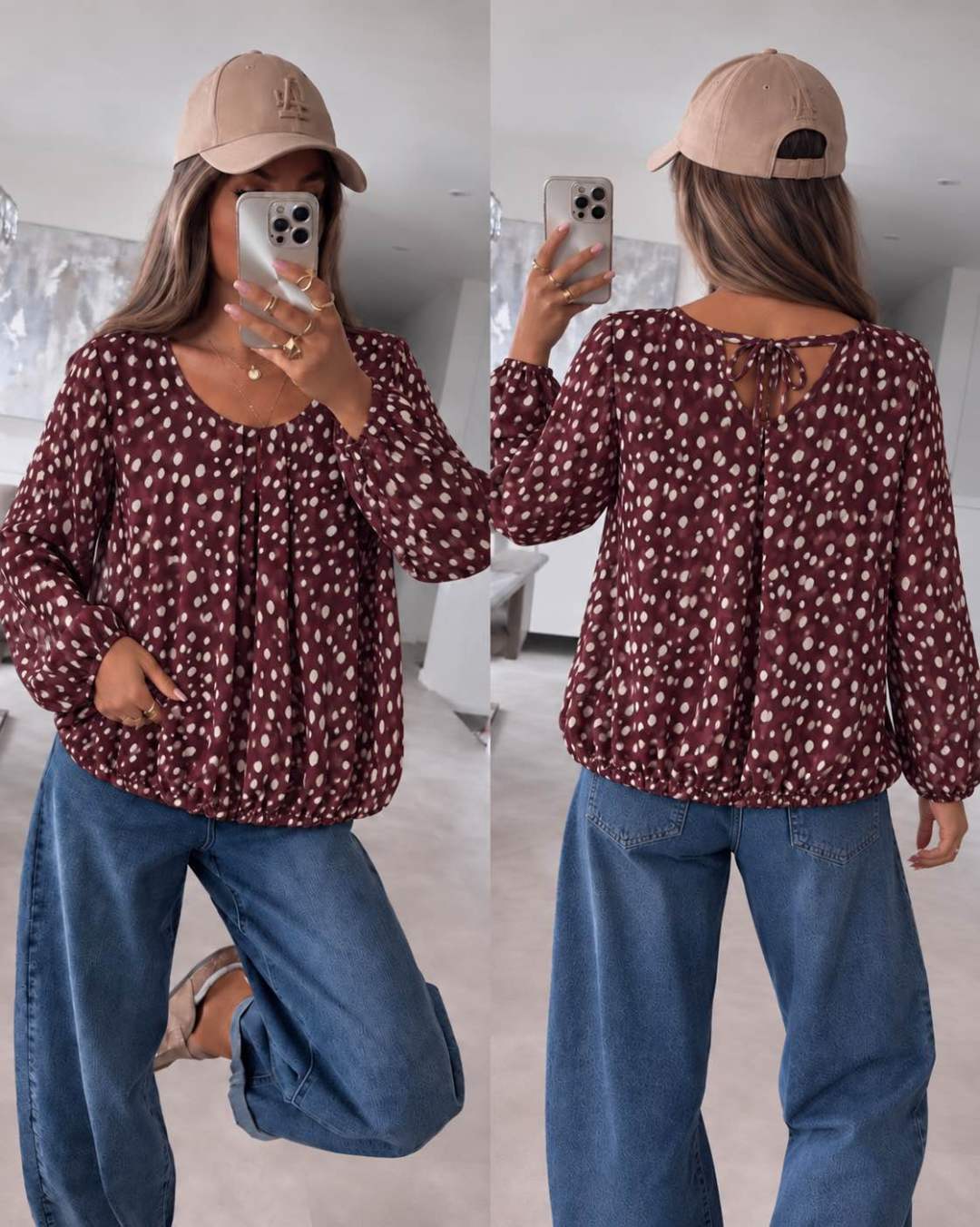 Blouse fluide imprimée Biche Bambi  à bas élastiqué  et dos noué Doublure Viscose taille (36/42) taille unique 95% POLYESTER 5% ELASTHANE