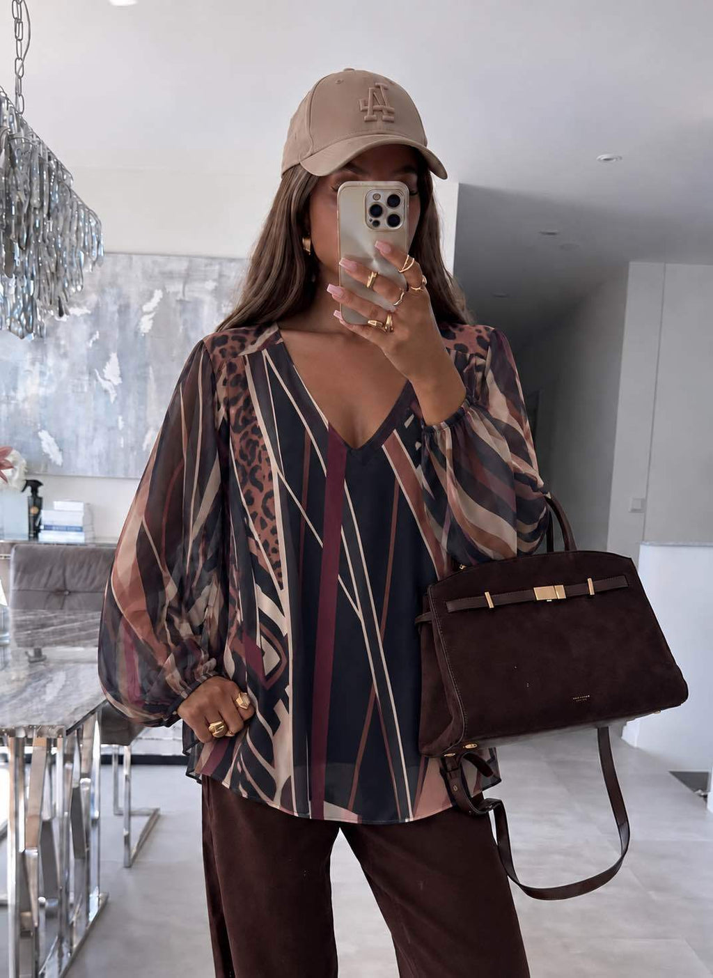Blouse Col V Imprimé Avec Doublure Viscose  taille 36/42 95% POLYESTER 5% ELASTHANE