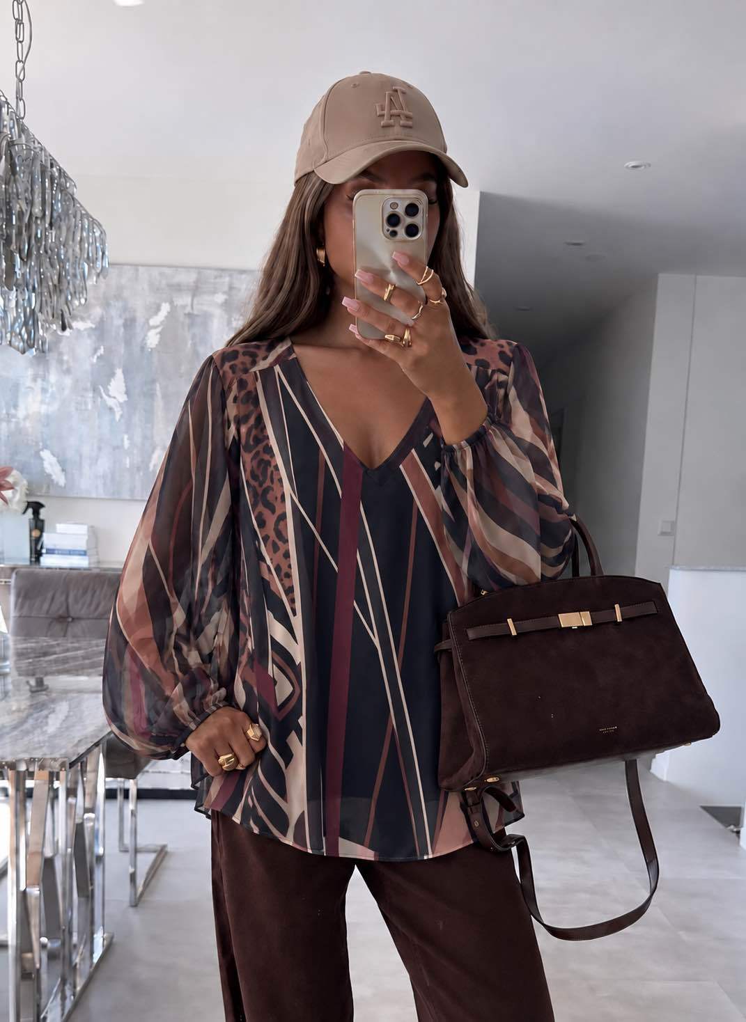 Blouse Col V Imprimé Avec Doublure Viscose  taille 36/42 95% POLYESTER 5% ELASTHANE