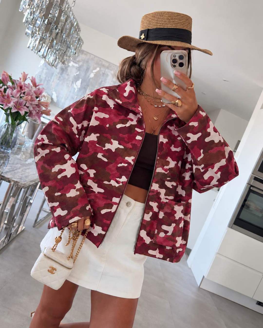 Veste Camouflage   zippée  Col Montant – Manches larges Avec Poches
