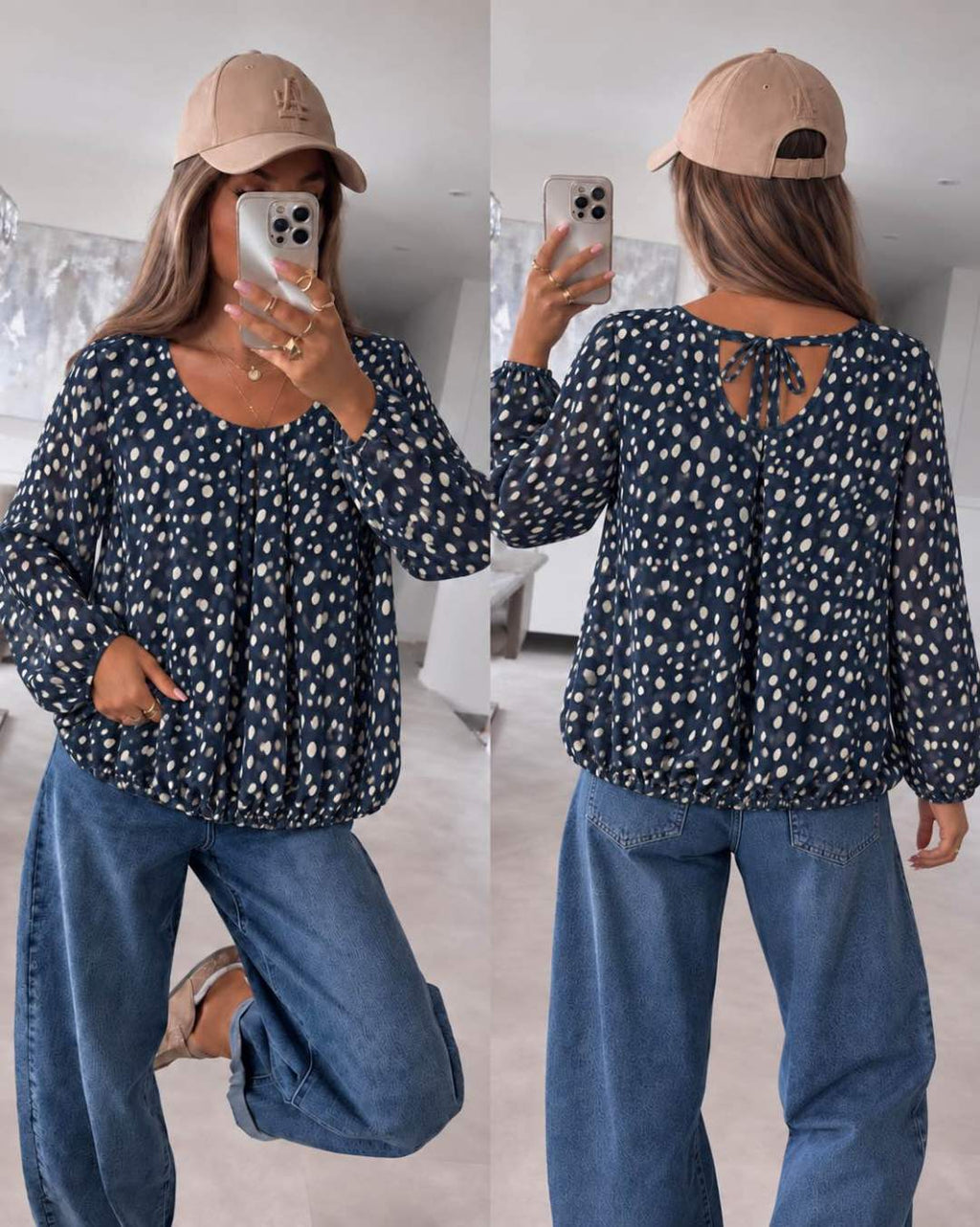 Blouse fluide imprimée Biche Bambi  à bas élastiqué  et dos noué Doublure Viscose taille (36/42) taille unique 95% POLYESTER 5% ELASTHANE