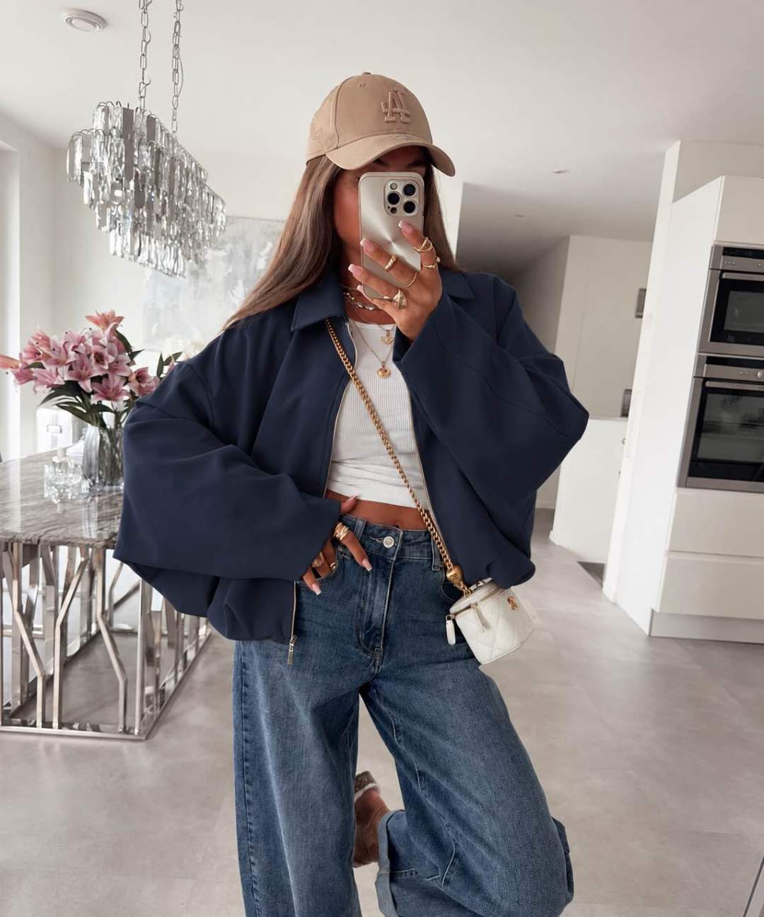 Veste courte zippée col chemise à bas élastiqué effet ballon