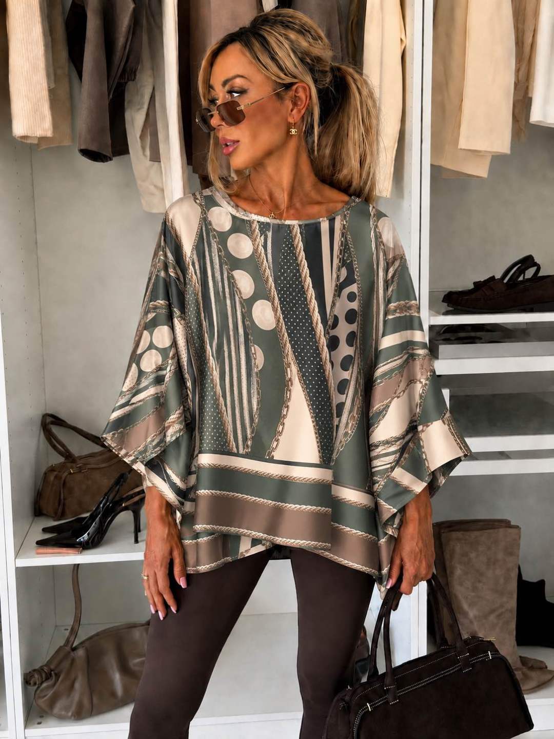 Blouse satinée imprimé  oversize