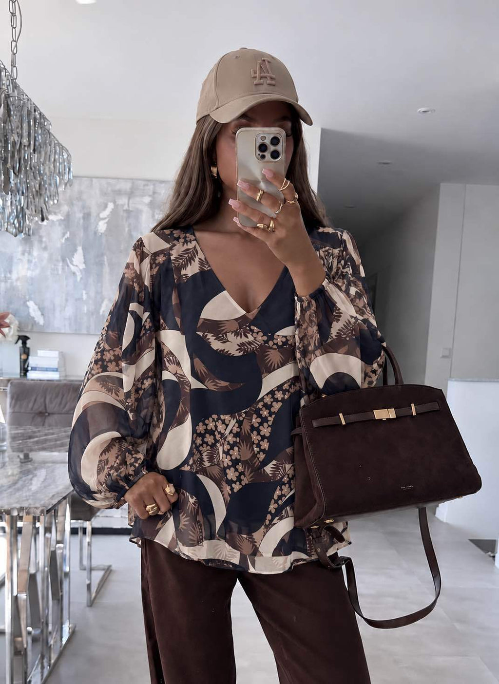 Blouse Col V Imprimé Avec Doublure Viscose  taille 36/42 95% POLYESTER 5% ELASTHANE