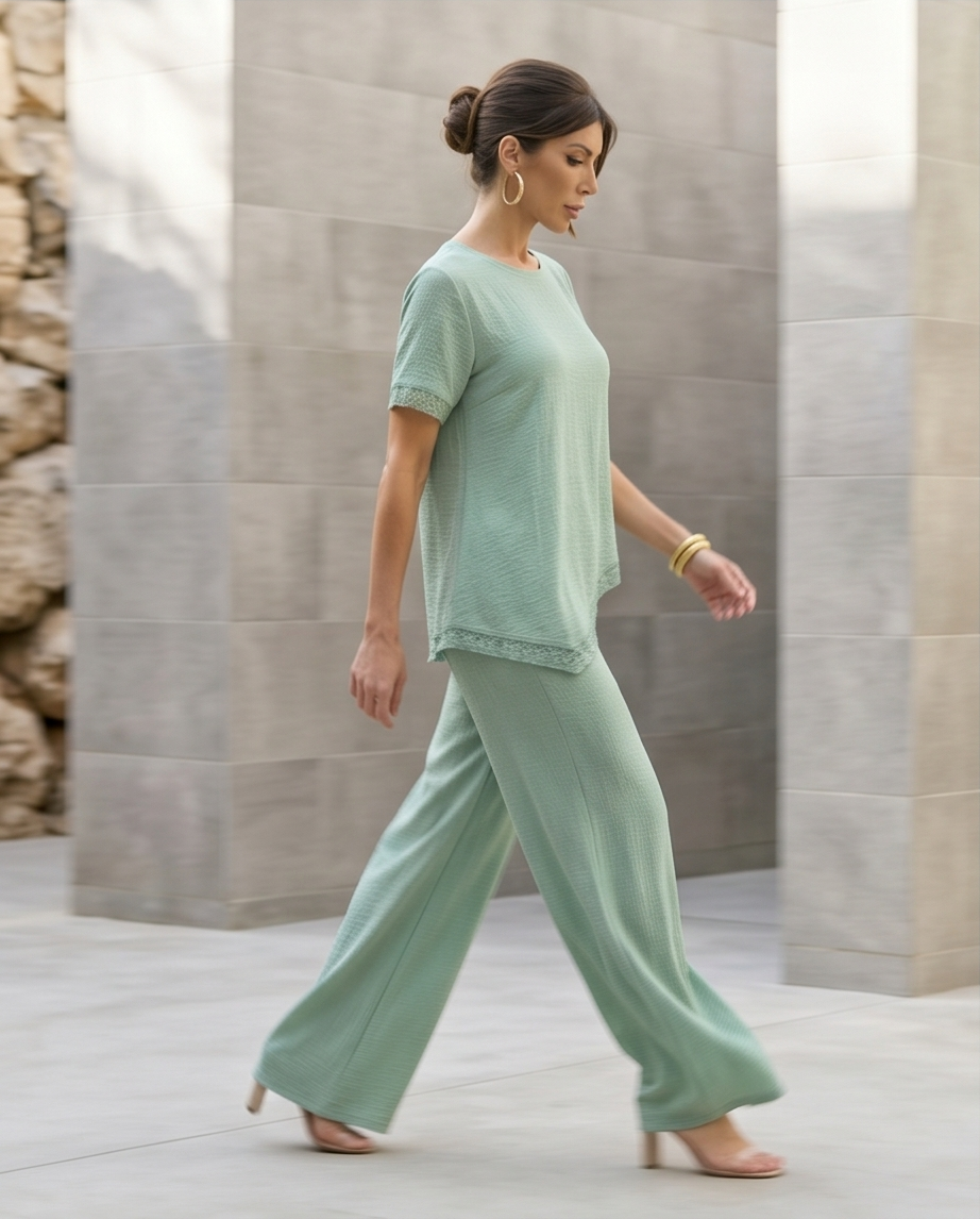 Ensemble grande taille Texturé Détail Dentelle Asymétrique taille (44/48)95% POLYESTER 5%ELASTHANE