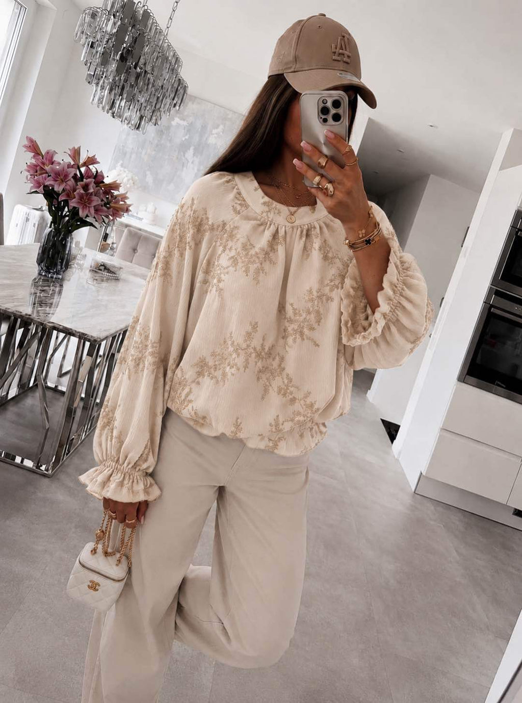 Blouse Fluide Brodée Fleurie