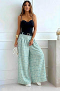 Pantalon magique  fluide à carreaux  du 36 au 50(taille unique) avec ceinture 95% POLYESTER 5% ELASTHANE plusieurs coloris