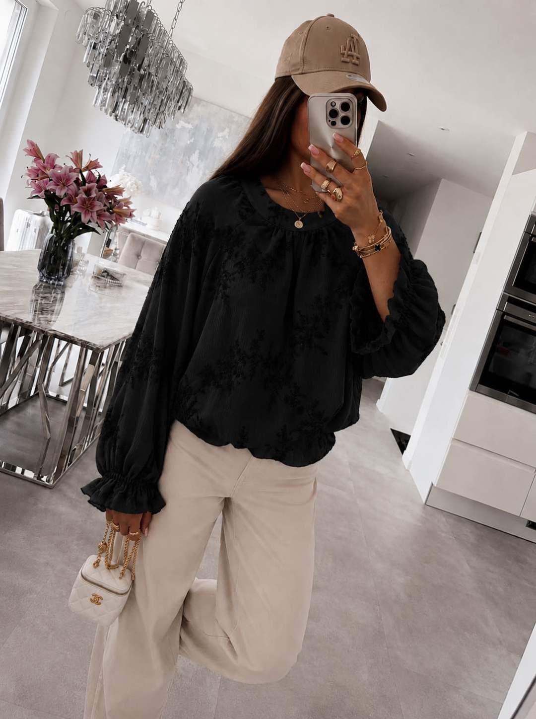 Blouse Fluide Brodée Fleurie