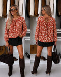 Blouse fluide imprimée dos noué doublure viscose