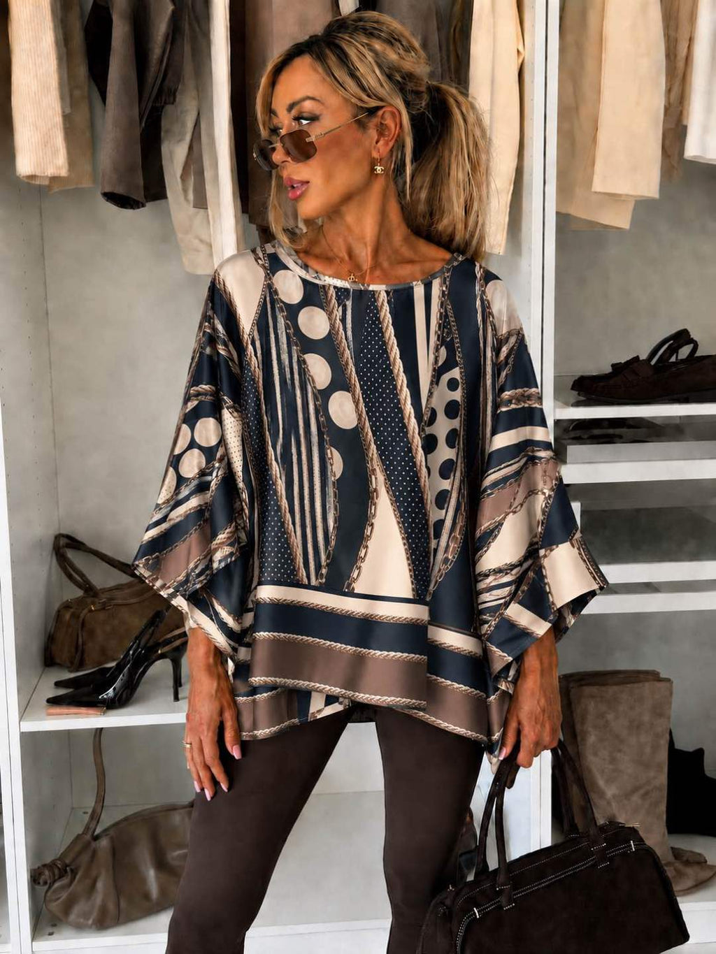 Blouse satinée imprimé  oversize