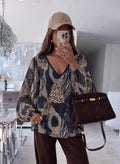 Blouse Col V Imprimé Avec Doublure Viscose  taille 36/42 95% POLYESTER 5% ELASTHANE