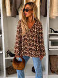 Blouse Col V – Imprimé Animal Doublure Viscose