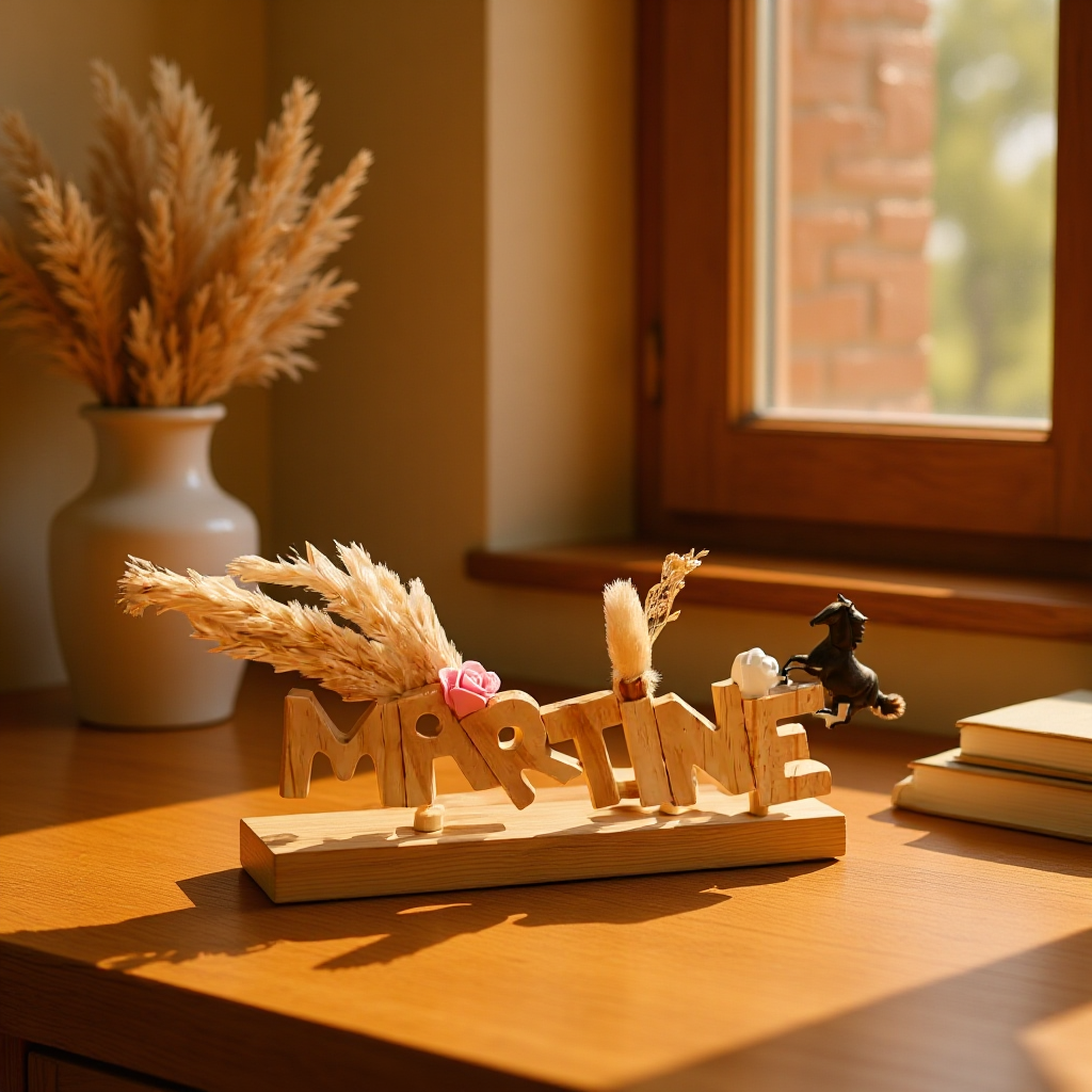 Prénom/phrase/mot en bois artisanal sur commande lettre de 5cm avec ou lampe Led les prix varient suivant le nombre de lettres de prénoms de mots  et de decos les prix peuvent varier de 10 à 30 € devis sur demande pour les mariage /bapteme /anniversaire..