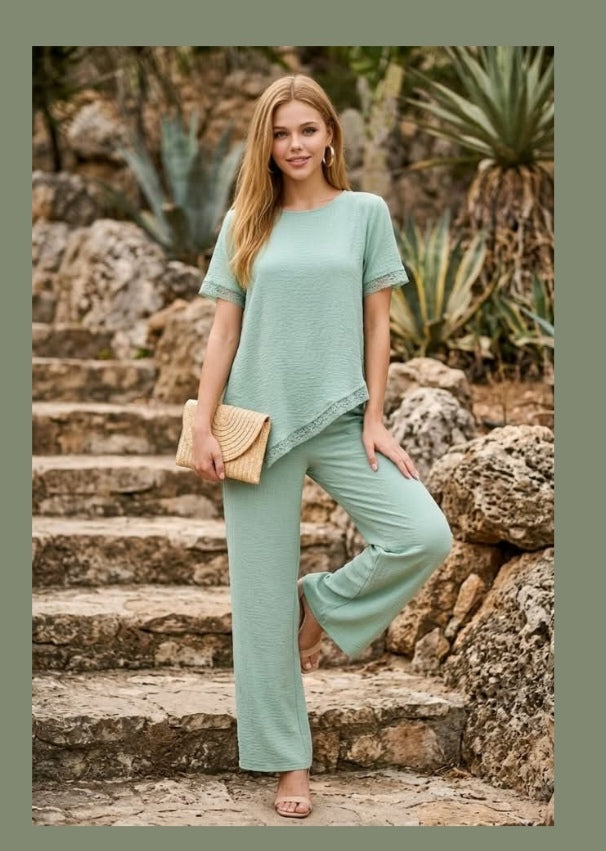 Ensemble grande taille Texturé Détail Dentelle Asymétrique taille (44/48)95% POLYESTER 5%ELASTHANE