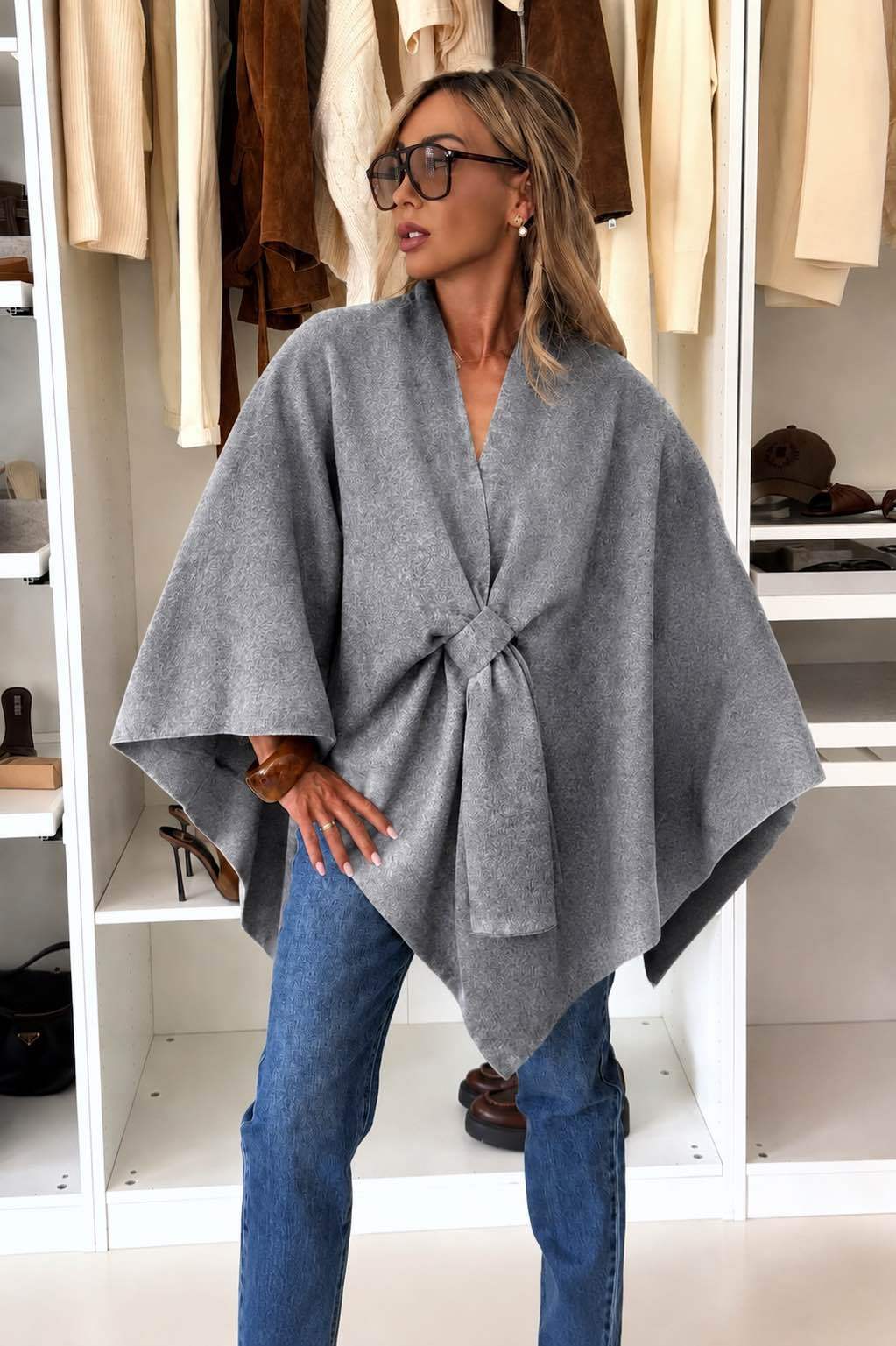 Cape Poncho effet laine