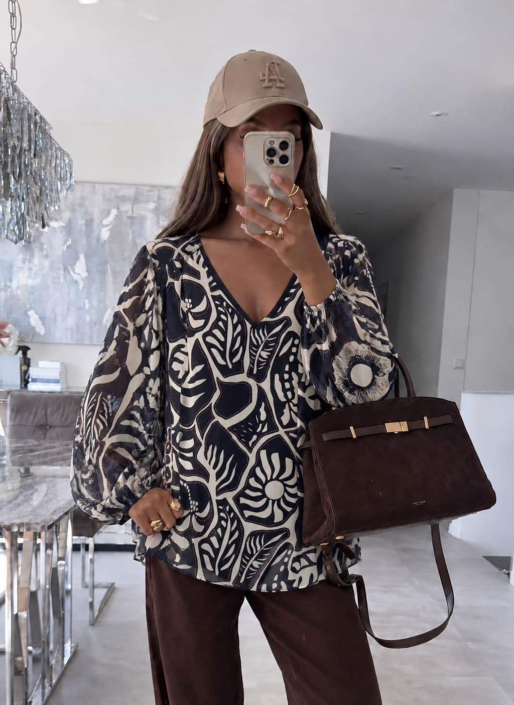 Blouse Col V Imprimé Avec Doublure Viscose  taille 36/42 95% POLYESTER 5% ELASTHANE