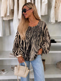 Blouse plissée oversize imprimée Léopard  – Fluide & élégante Doublure Viscose