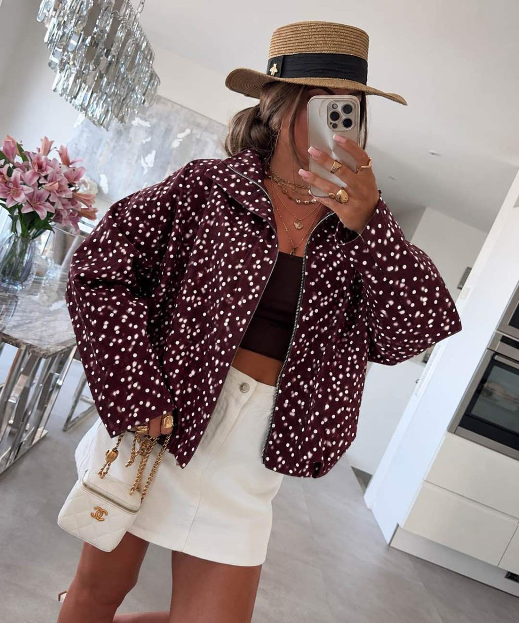 Veste Biche  zippée  Col Montant – Manches larges Avec Poches