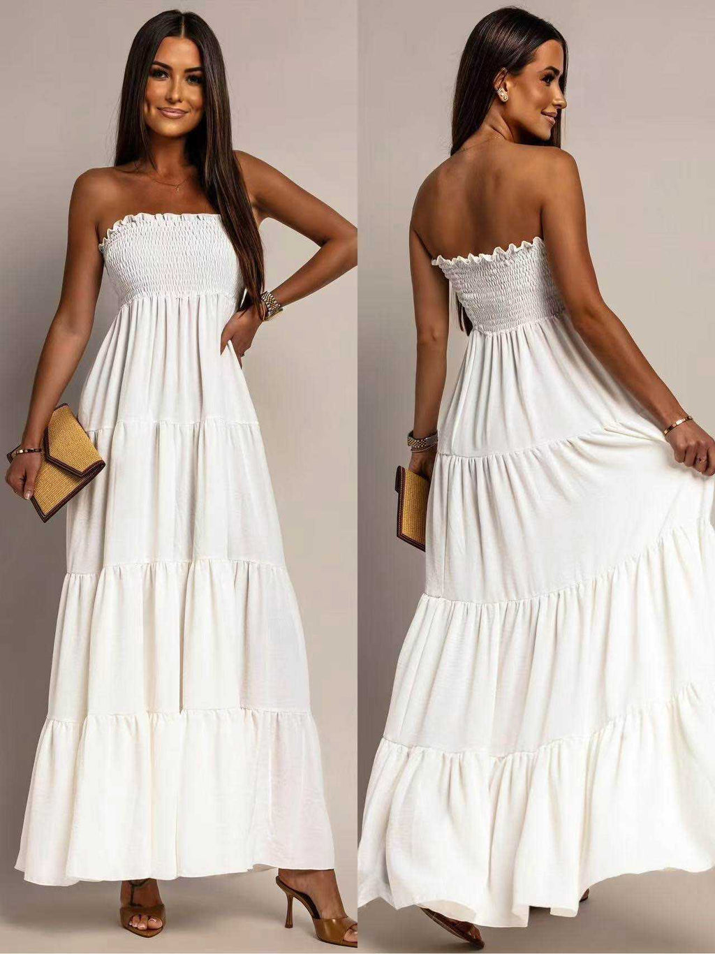 Robe longue  Bustier À Volant taille unique (36/42)95% VISCOSE 5% ELASTHANE
