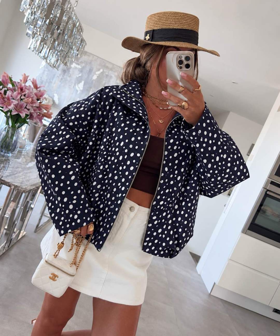 Veste Biche  zippée  Col Montant – Manches larges Avec Poches