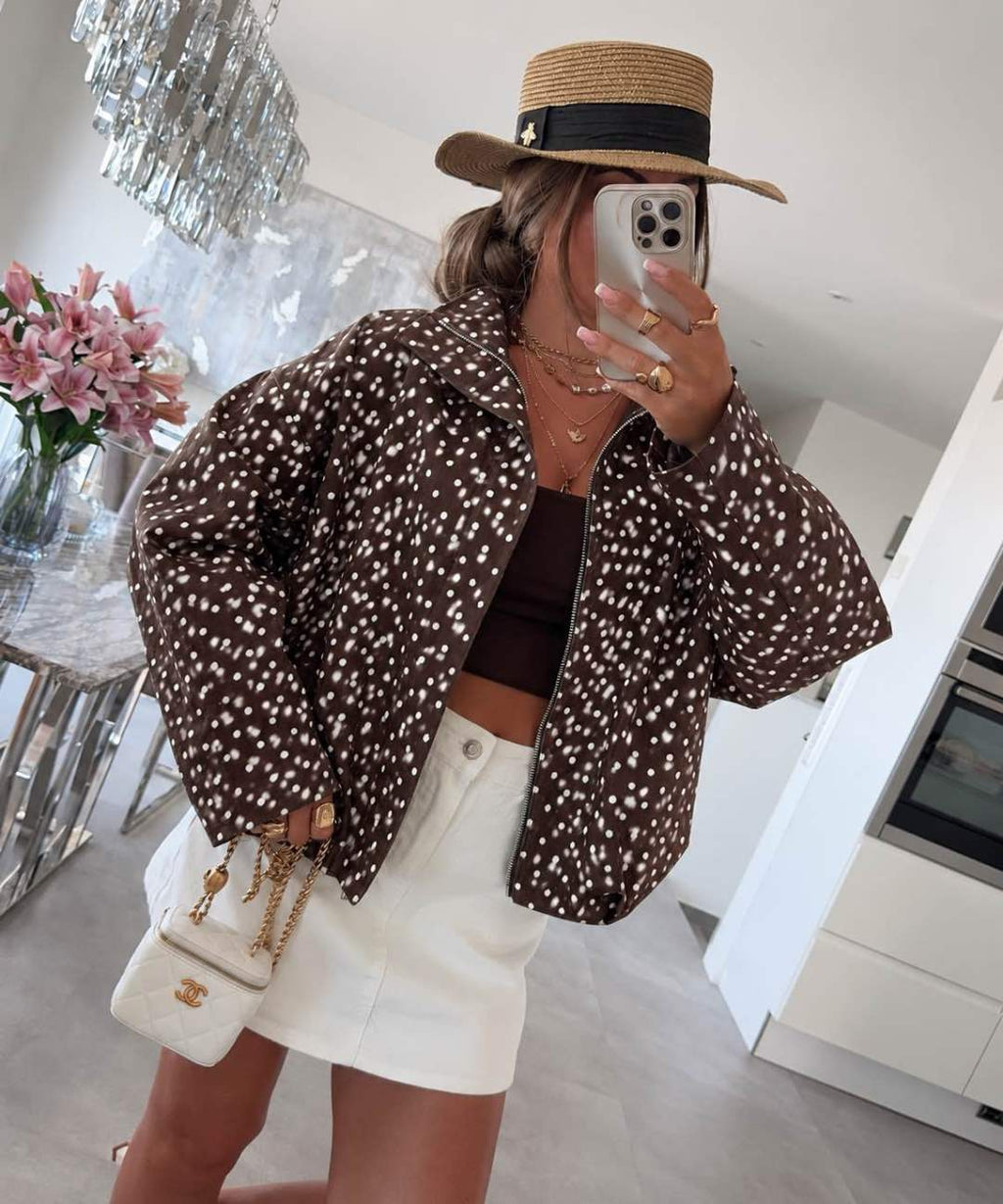 Veste Biche  zippée  Col Montant – Manches larges Avec Poches