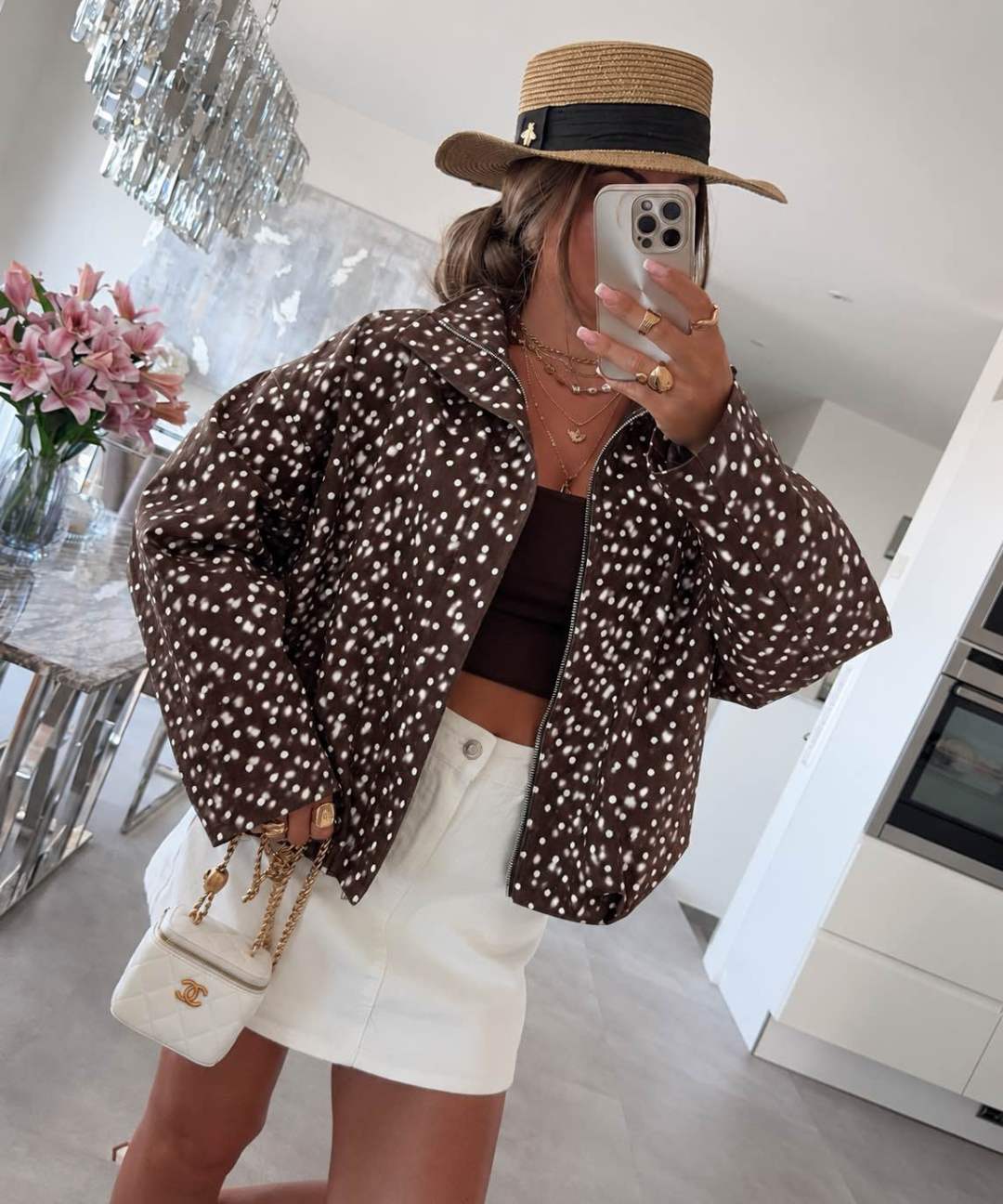 Veste Biche  zippée  Col Montant – Manches larges Avec Poches