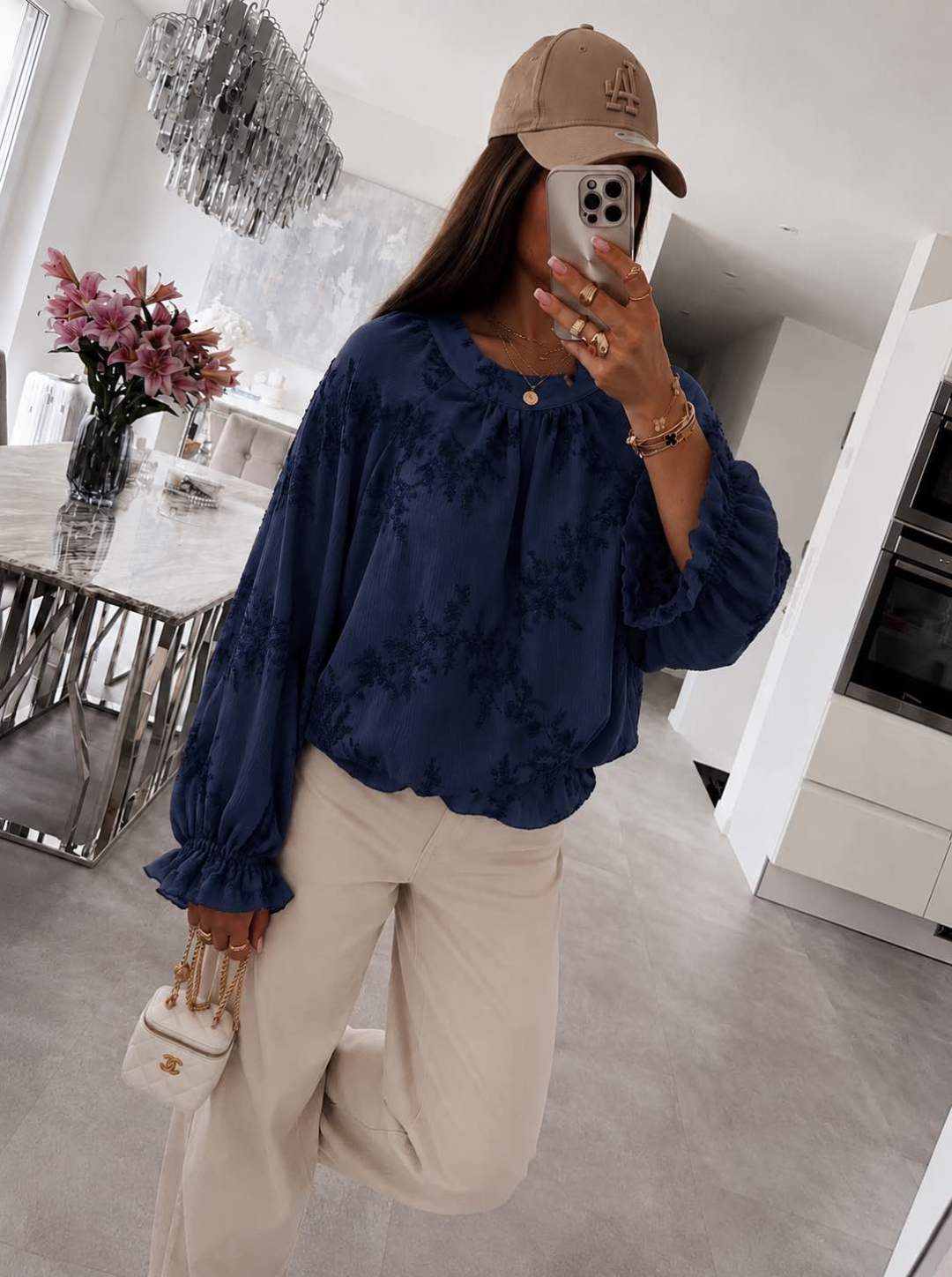 Blouse Fluide Brodée Fleurie