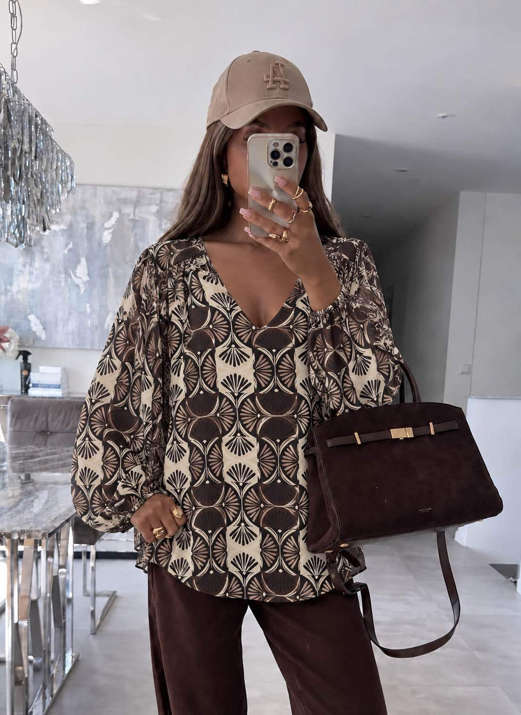 Blouse Col V Imprimé Avec Doublure Viscose  taille 36/42 95% POLYESTER 5% ELASTHANE