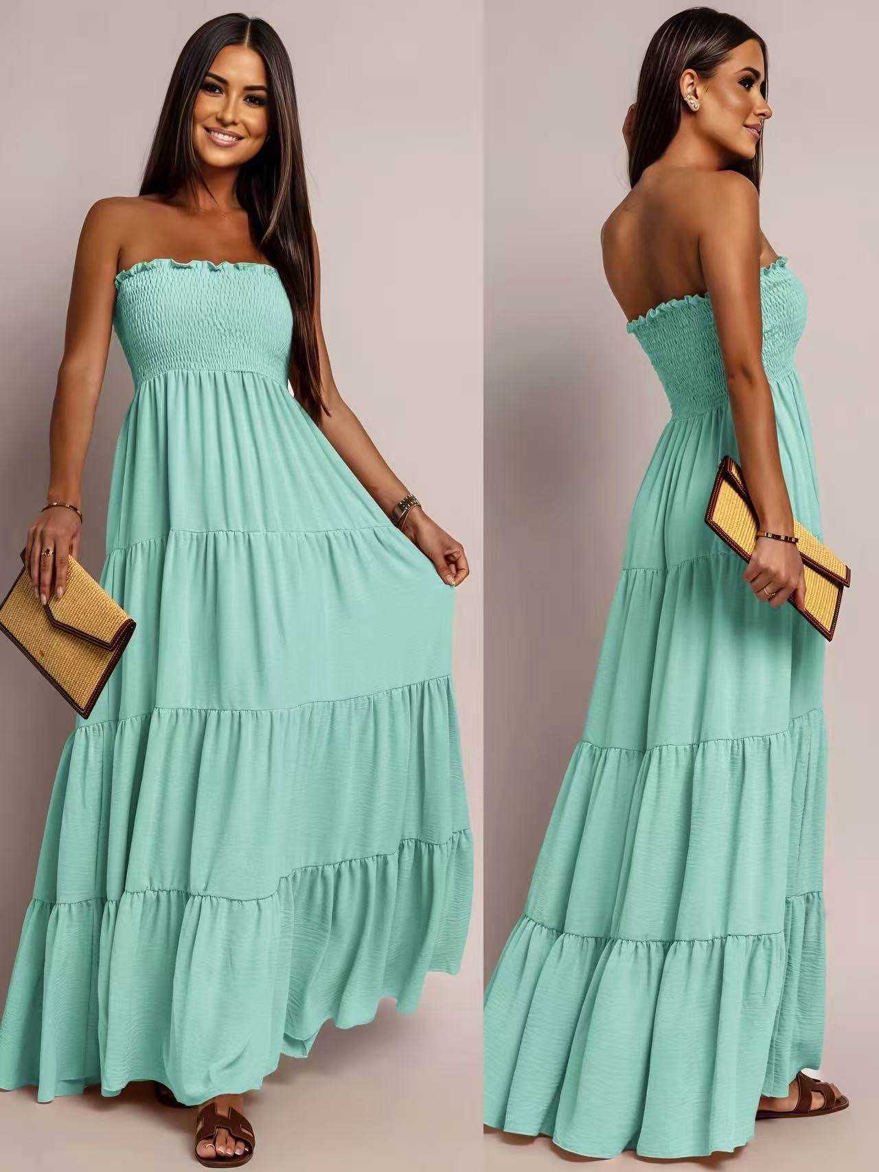 Robe longue  Bustier À Volant taille unique (36/42)95% VISCOSE 5% ELASTHANE