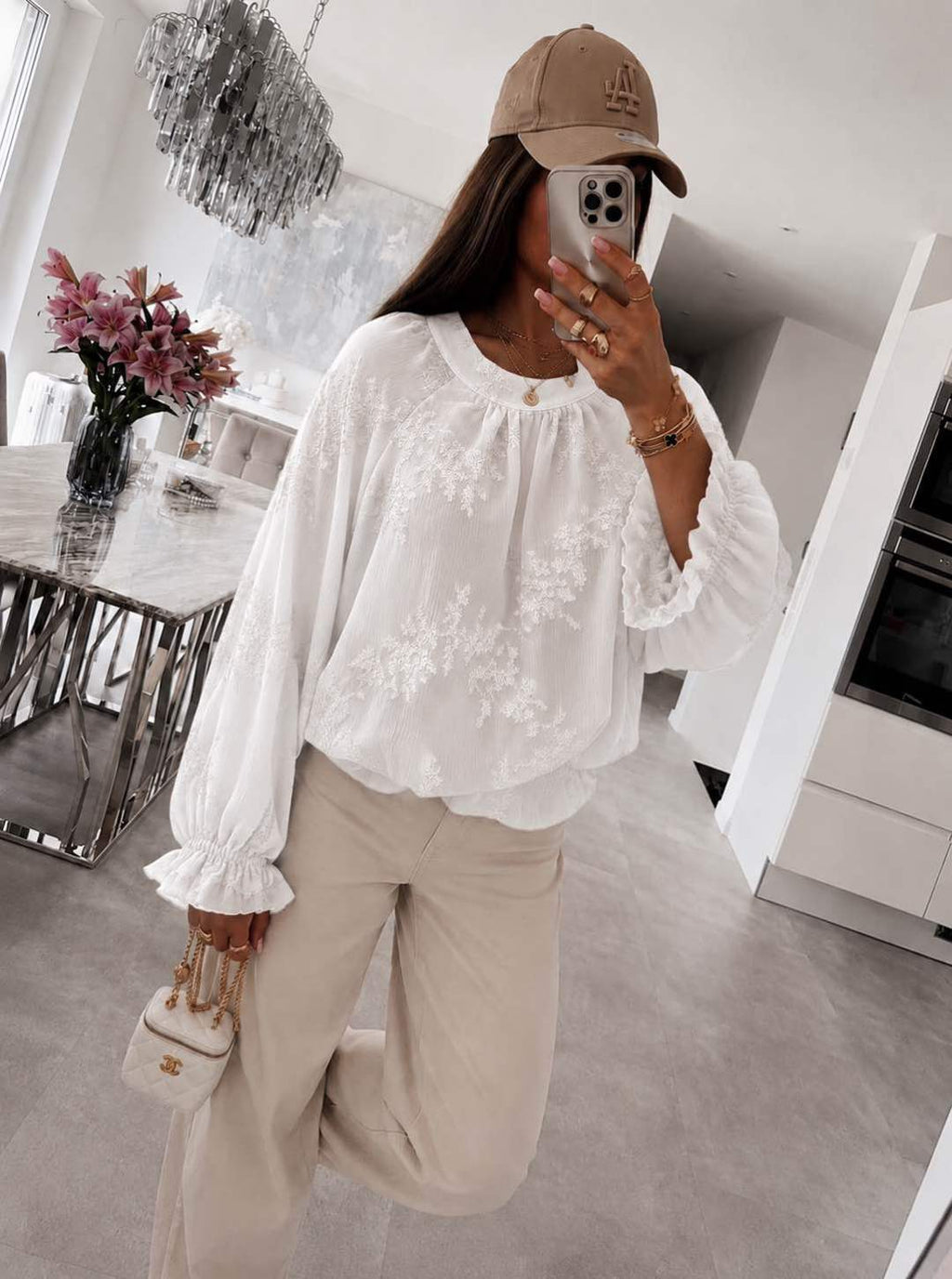 Blouse Fluide Brodée Fleurie