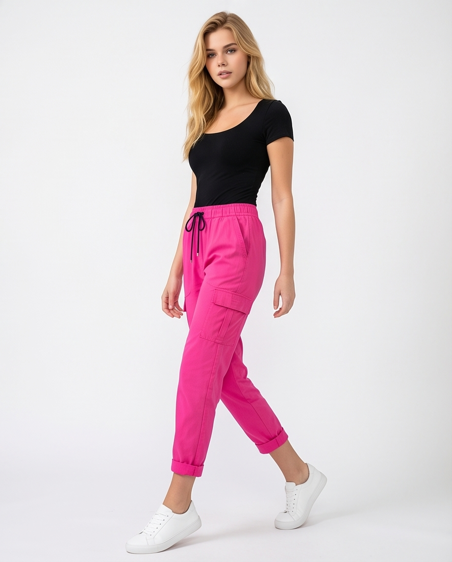 Pantalon cargo taille unique (36/40)coloris rose fushia