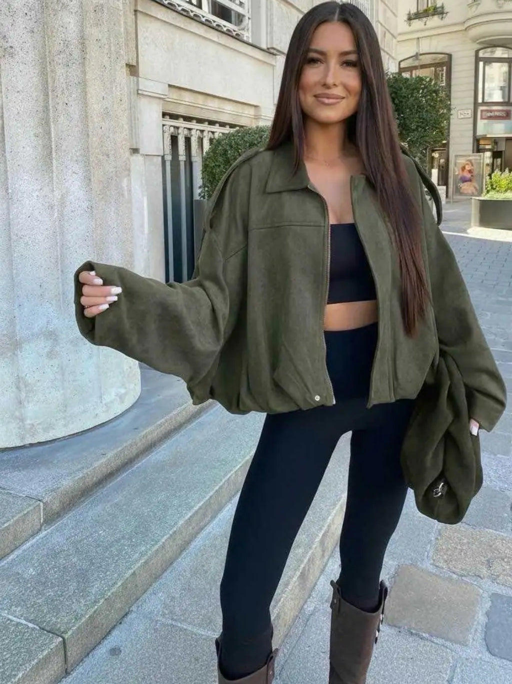 Blouson Veste Virale En Matière Texturé Avec Doublure taille(36/38/40/42/44) plusieurs coloris