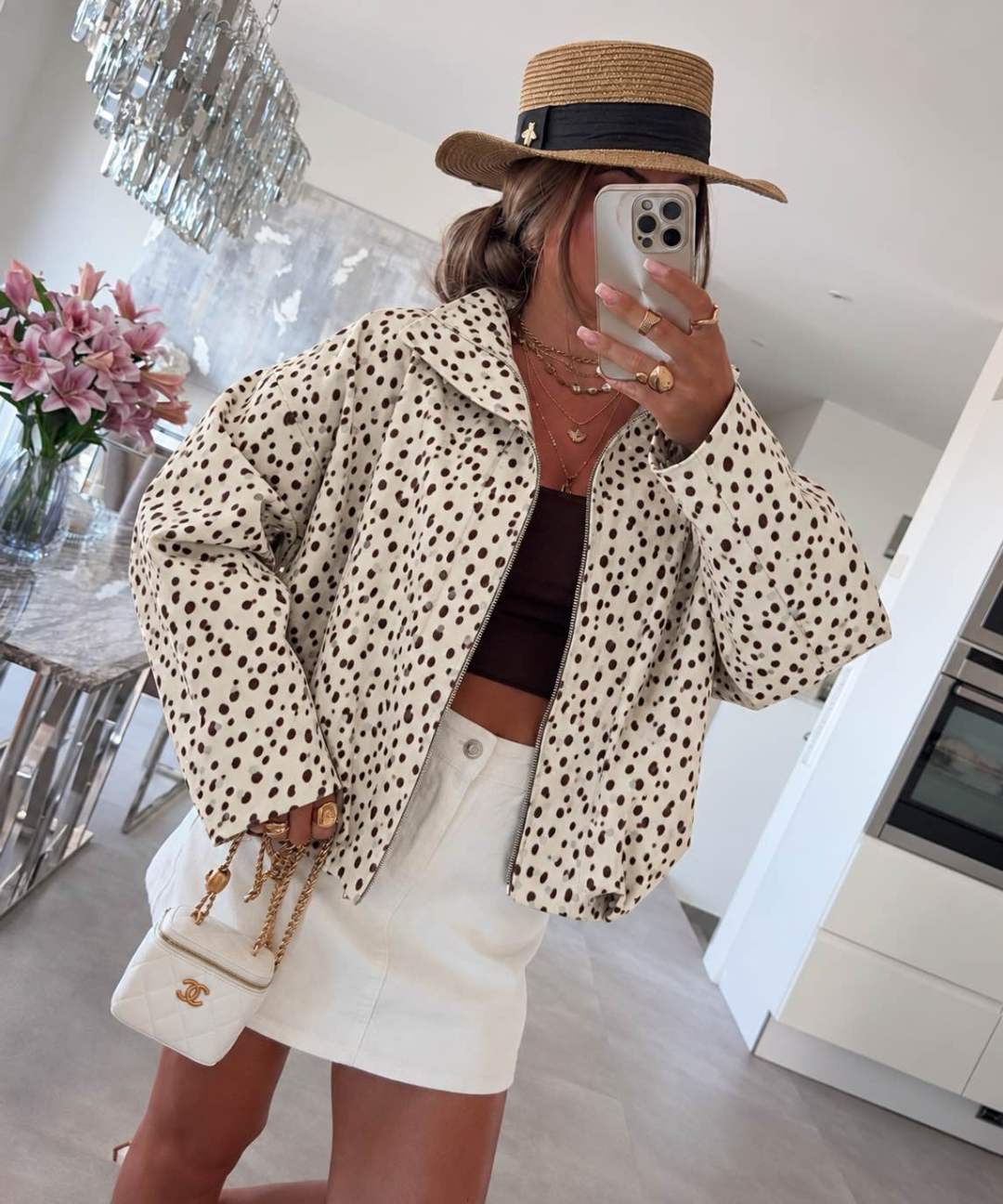 Veste Biche  zippée  Col Montant – Manches larges Avec Poches