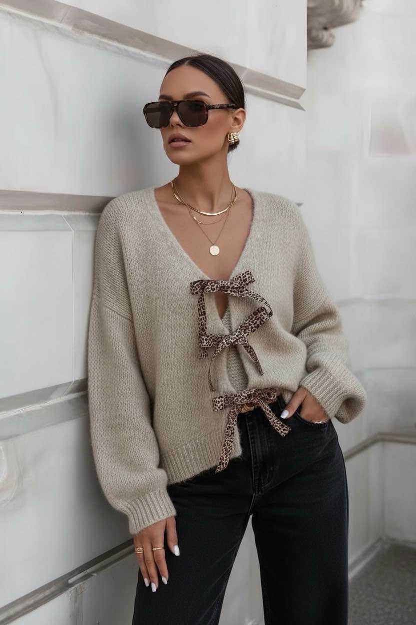 Gilet À Noeud Léopard plusieurs coloris