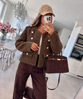 Veste Teddy officier courte à boutons dorés