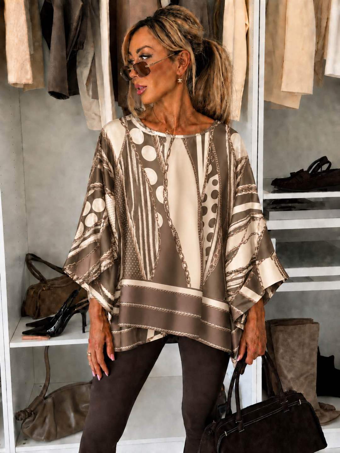 Blouse satinée imprimé  oversize