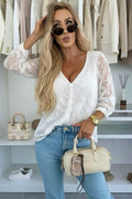 Blouse Col v Broderie Fleuri