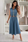 Robe Chemise Denim À Broche Dorée95% coton5% EA taille unique (36/42)