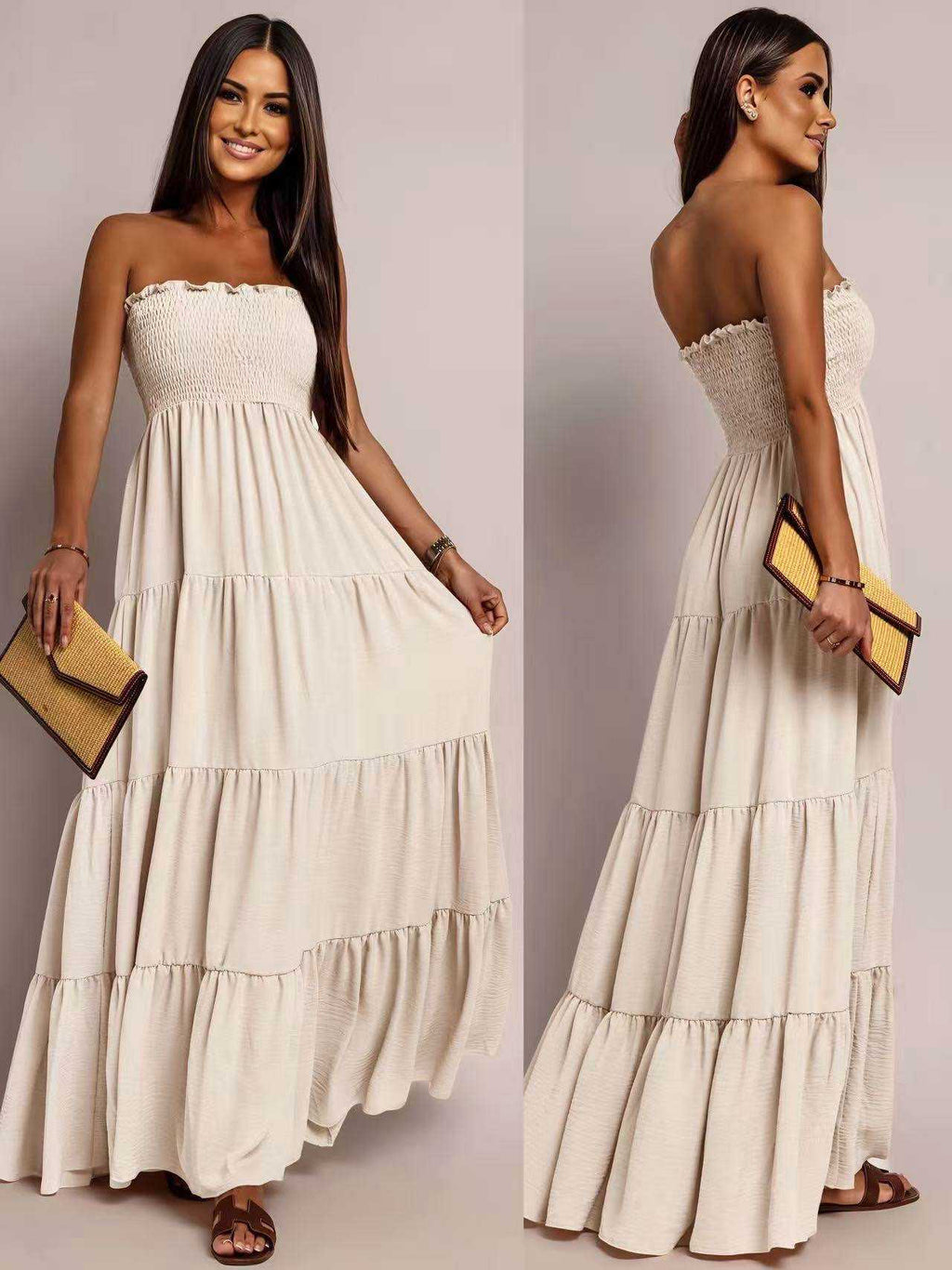 Robe longue  Bustier À Volant taille unique (36/42)95% VISCOSE 5% ELASTHANE