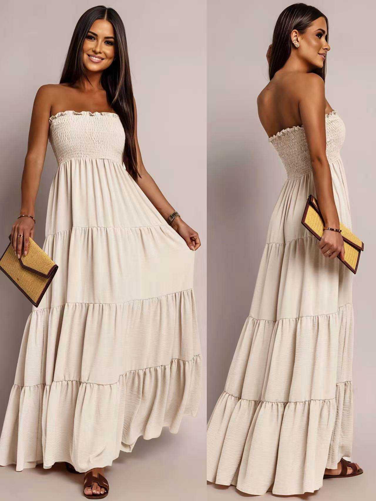 Robe longue  Bustier À Volant taille unique (36/42)95% VISCOSE 5% ELASTHANE