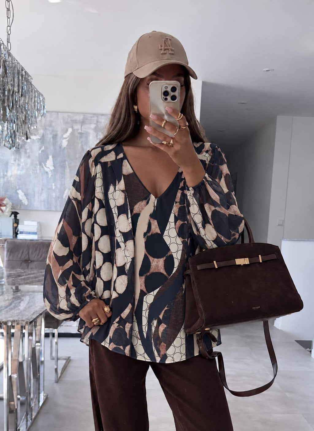 Blouse Col V Imprimé Avec Doublure Viscose  taille 36/42 95% POLYESTER 5% ELASTHANE