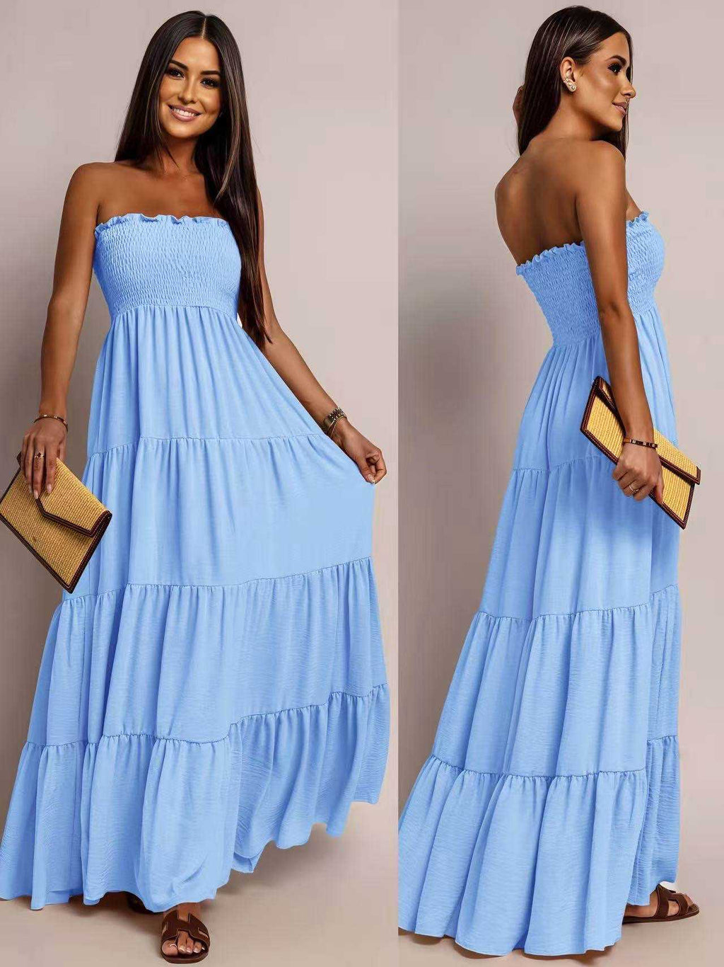 Robe longue  Bustier À Volant taille unique (36/42)95% VISCOSE 5% ELASTHANE